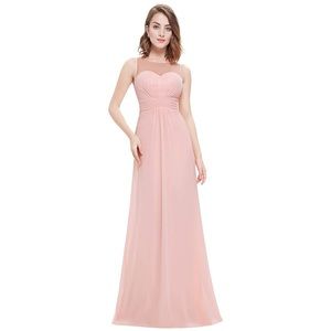 Long Evening Party Dress - Pink